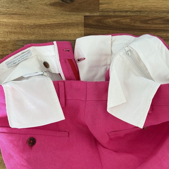 ANDERSON & SHEPPARD Savile Row Chino Shorts - Fuchsia - Size 32 Old Money Preppy - Picture 9 of 9